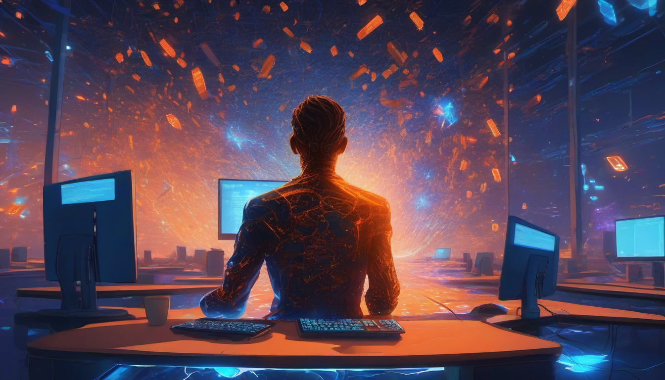 AI replacing software developers - digital art illustration