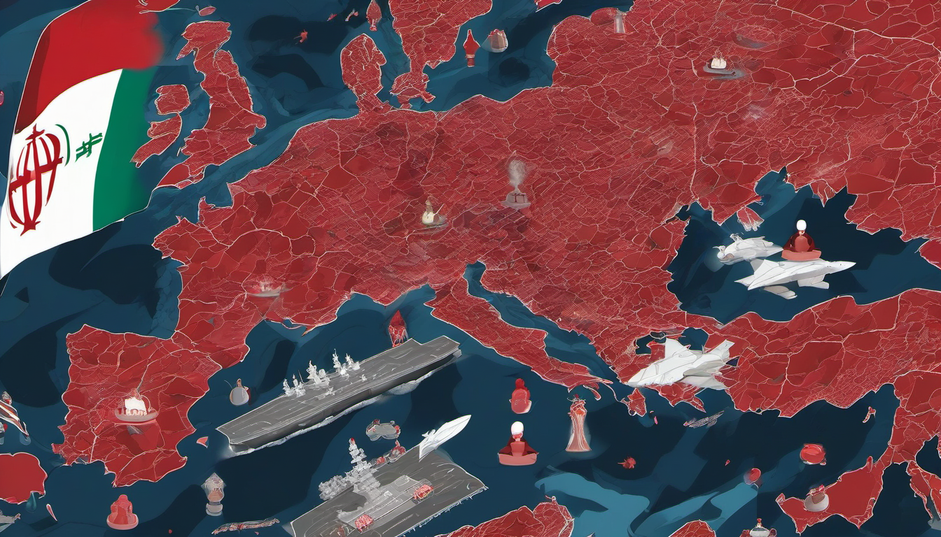 Iran military crisis geopolitical illustration