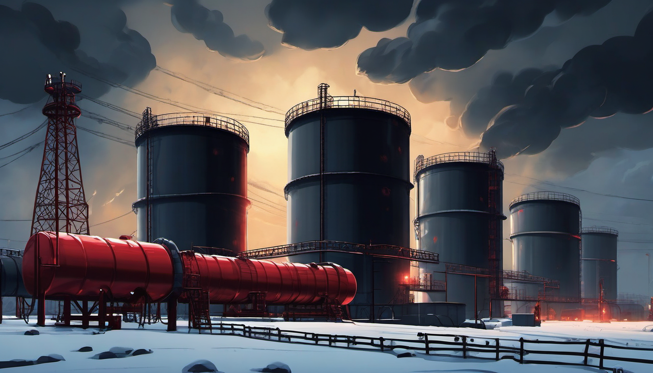Russia oil storage crisis illustration