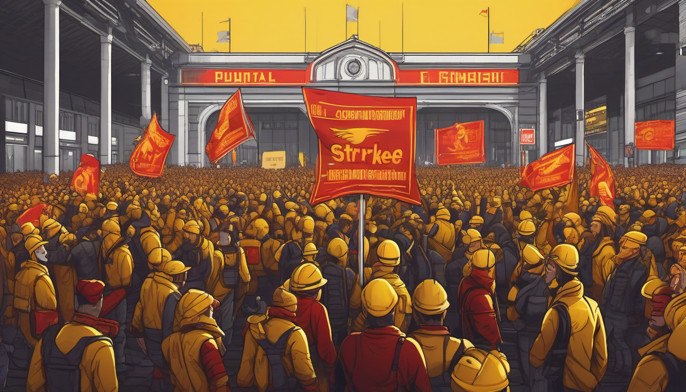 European workers strike wave illustration