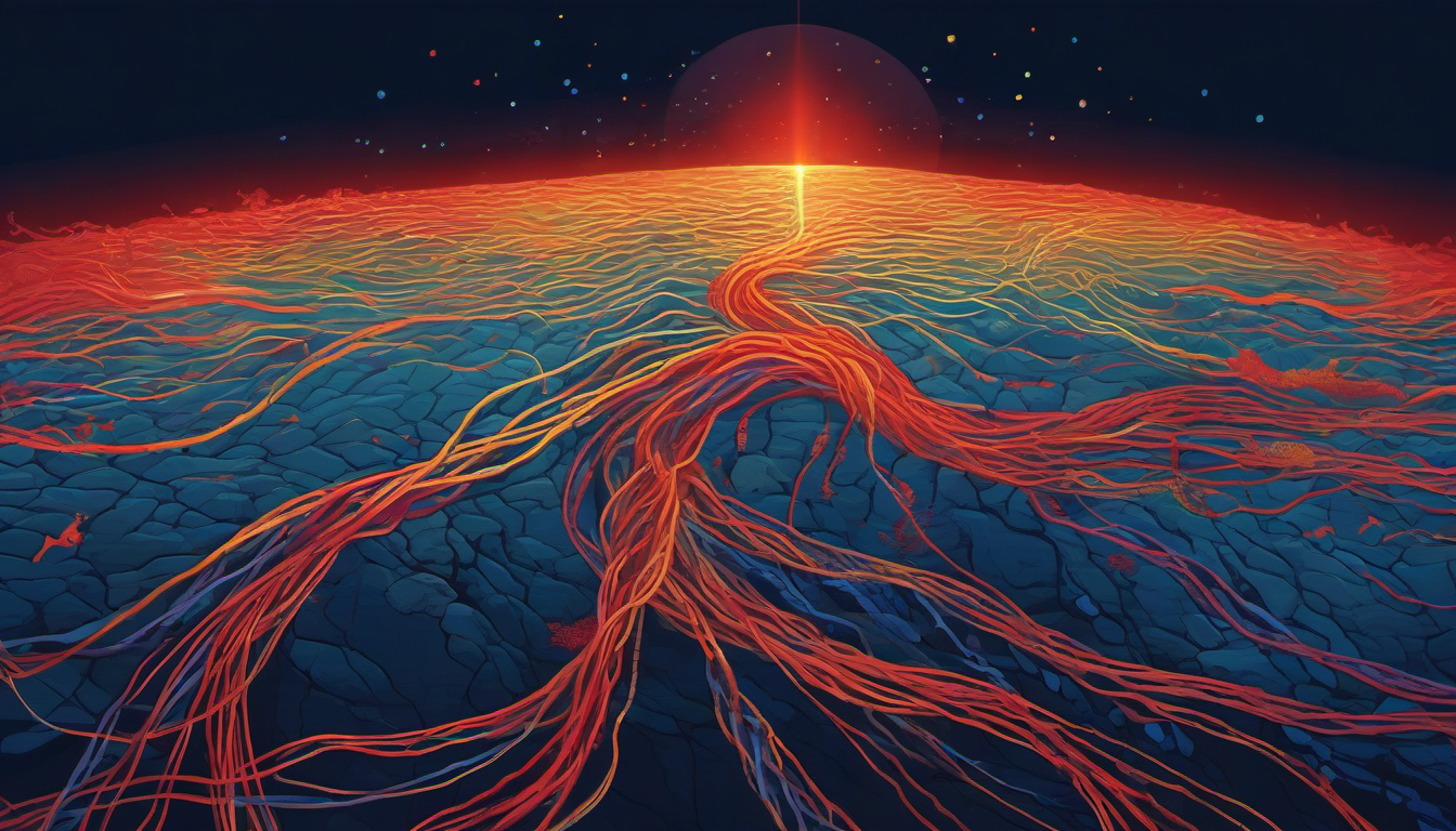 Submarine cable wars - fiber optic lines diverging on ocean floor