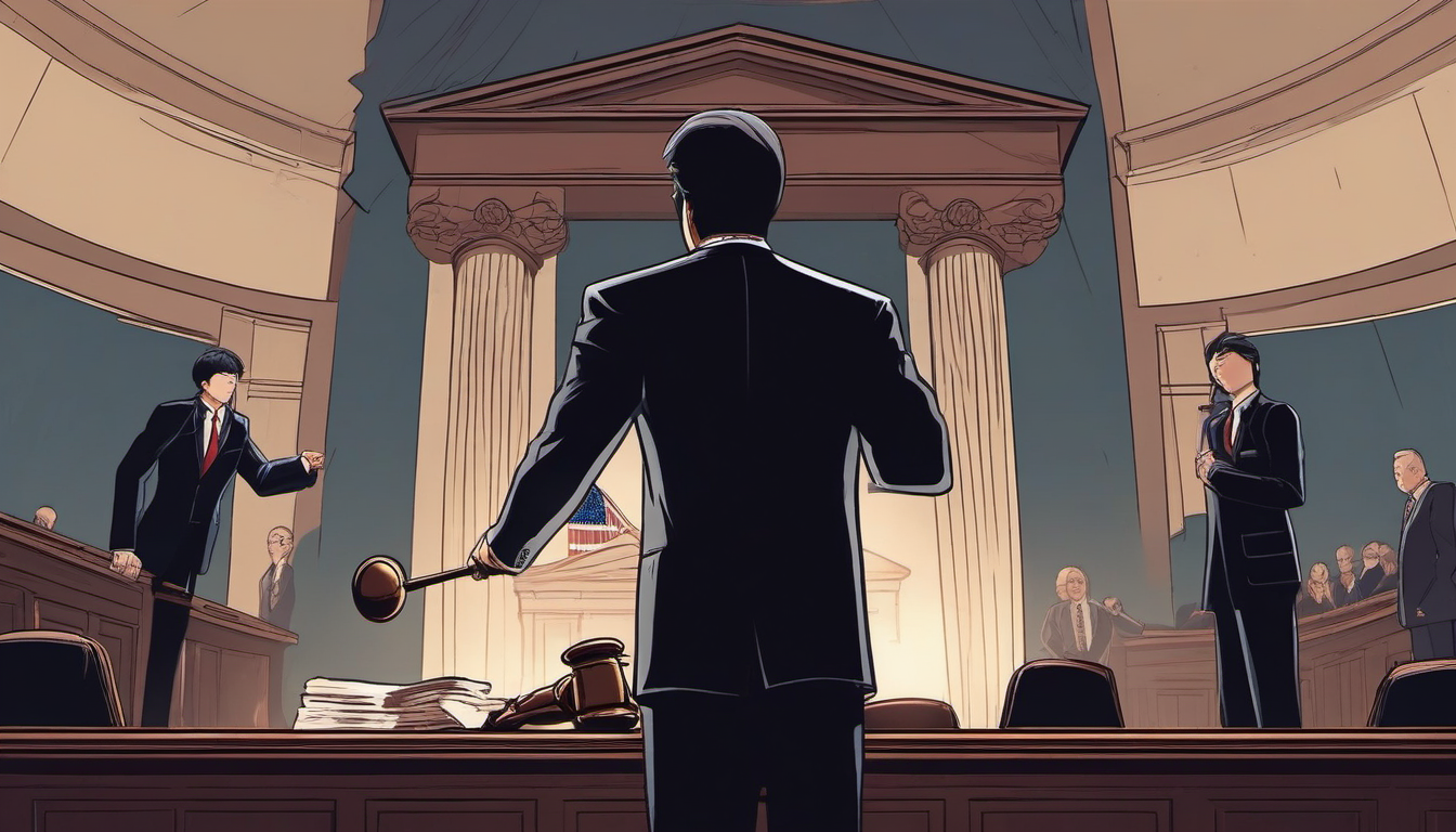 Courtroom gavel with South Korean flag - Yoon insurrection verdict