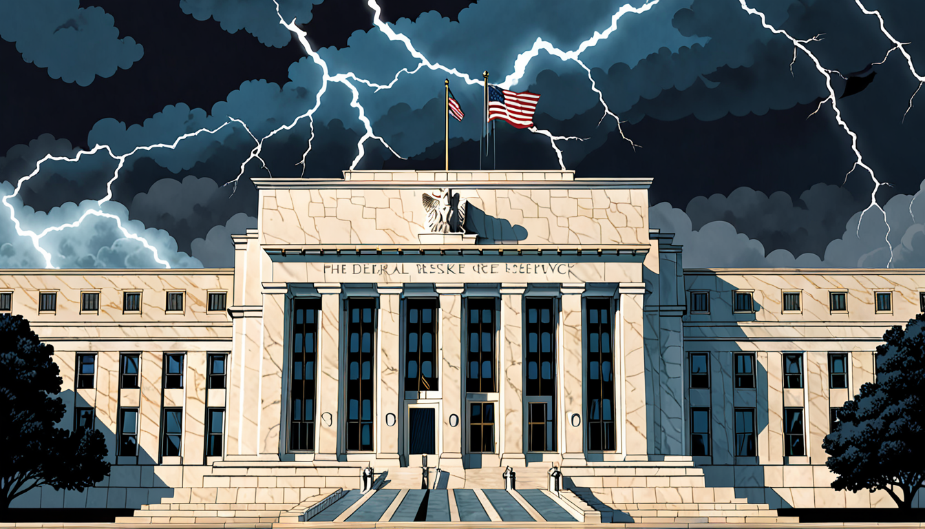 Federal Reserve building under political siege illustration