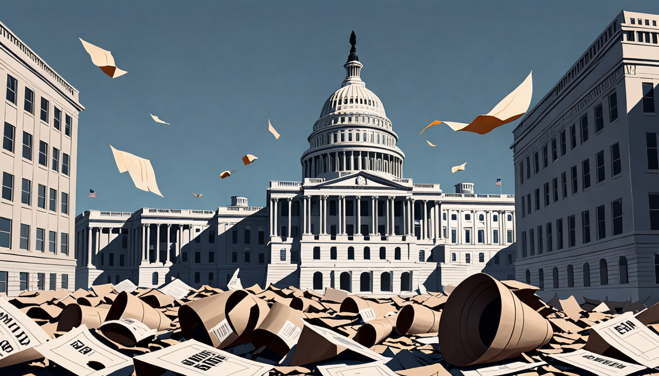 Washington DC government buildings being hollowed out illustration