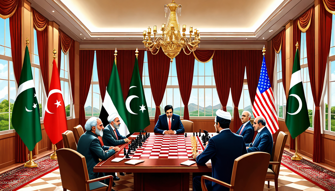 Pakistan mediating US-Iran peace talks diplomatic illustration