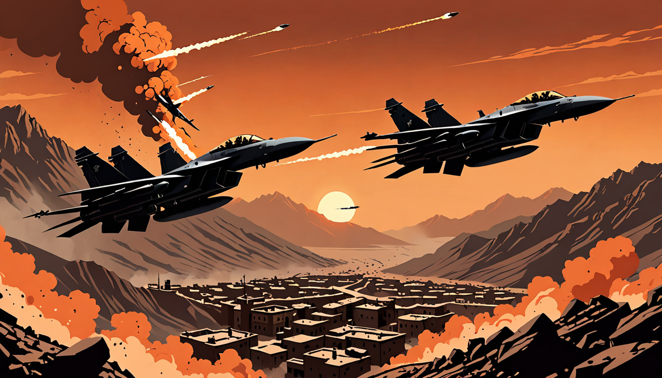 Fighter jets over Afghan landscape
