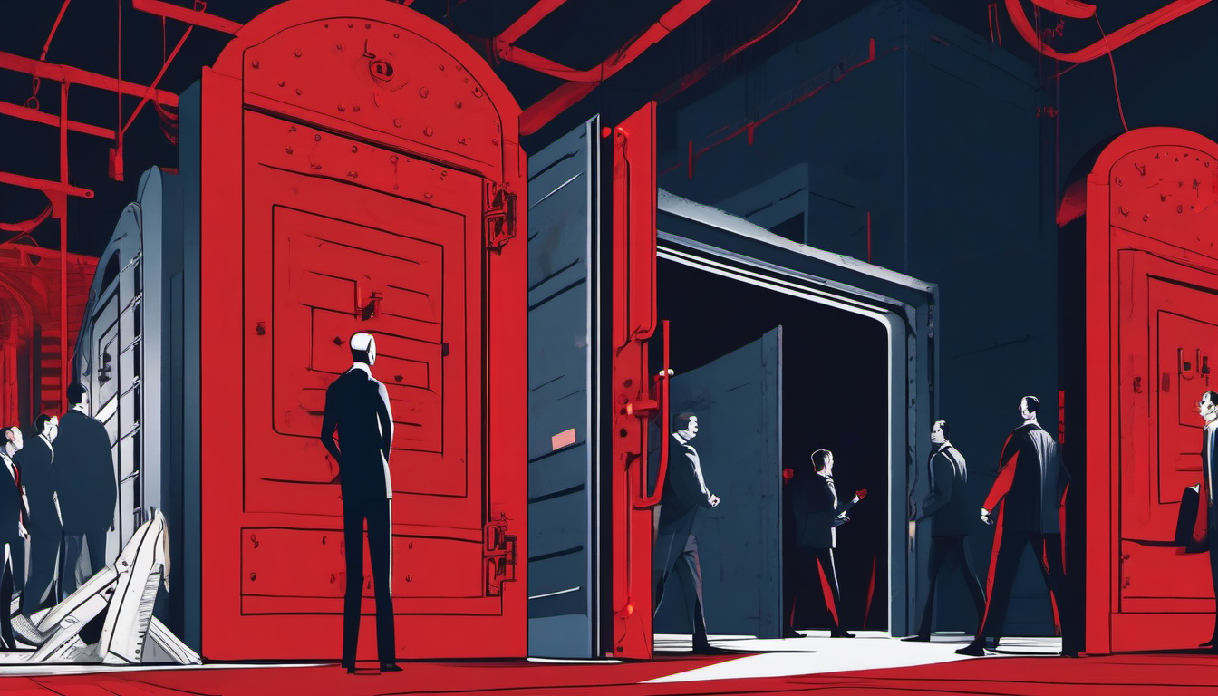 Private credit crisis illustration showing closing vault doors